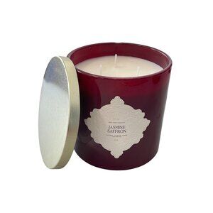 Leoben Company Scented Candle Jasmine Saffron Red Glass Jar 24 Ounces Aromatic